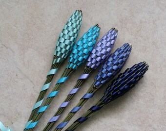 5 Lavender Filled Wands Gift Set of Five Cool Blues Medium 10" Batons Dried Flowers Appreciation Hospitality Amenities