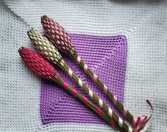 3 Lavender Filled Handwoven Wands Gift Set Large 12" Fuchsia Rose Cream Lavendula Floral Appreciation Hospitality Valentine Easter