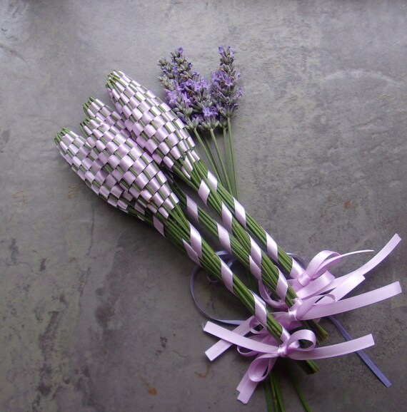 One Ultra Thin Royal Blue Satin Ribbon Boutonniere Lavender Wands