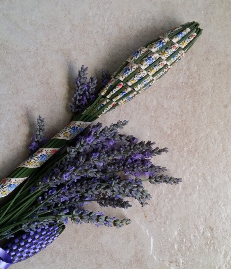 Lavender Filled Wand Rare Vintage Jacquard Floral Ribbon Royal Scepter Baton English Lavender