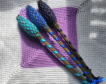 3 Lavender Filled Handwoven Wands Gift Set Large 12" Navy Royal Turquoise Blue Floral Appreciation Hospitality Valentine Easter