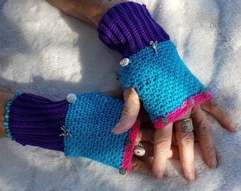 Fingerless Gloves Crochet Pattern PDF Download Quick Easy 6 Hour Project Set 28 Beaded Wristwarmers Charms Small Gifts Illustrated How To