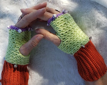 Fingerless Gloves Crochet Pattern PDF Download Quick Easy 6 Hour Project Set 30 Beaded Wristwarmers Charms Small Gifts Illustrated How To