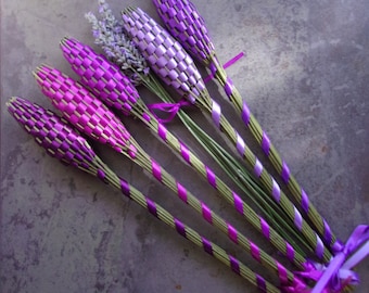 5 Lavender Filled Handwoven Wands Gift Set Of Five Large Gift Topper Batons Floral Regal Purples Hospitality Amenities Appreciation