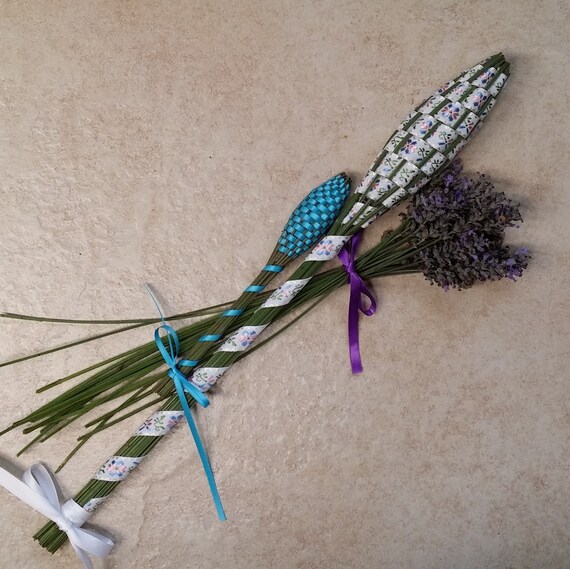 One Ultra Thin Royal Blue Satin Ribbon Boutonniere Lavender Wands