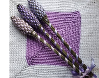 3 Lavender Filled Handwoven Wands Gift Set Large 12" Iris Blue Orchid Pink Lavendula Floral Appreciation Hospitality Valentine Easter