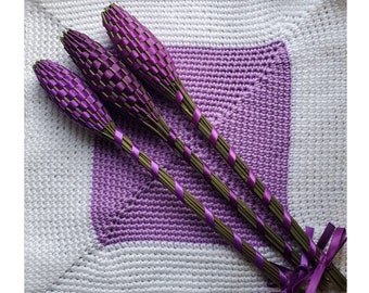 3 Lavender Filled Handwoven Wands Gift Set Large 12" Purple Plum Violet Floral Appreciation Hospitality Valentine Easter