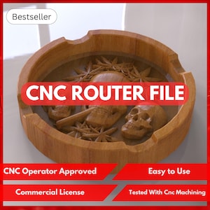 Skull Ashtray, Cigar Tray Cnc Router Files For Wood Cigarette Tray, 3D Printer Files For Cnc Router, Stl, Cnc Router, 3D Printer Abs - Pla