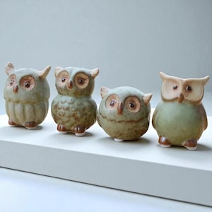Mini Ceramic Owl Figurine, Night Owl Home Decor, Cute Animal Ornament, Creative Friend Gift, Arts & Crafts Desk Decoration