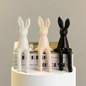 Long Eared Rabbit Statue, Cute Bunny Figurine, Easter Gift for Friends, Luxurious Room Decor, Home Bunny Decoration