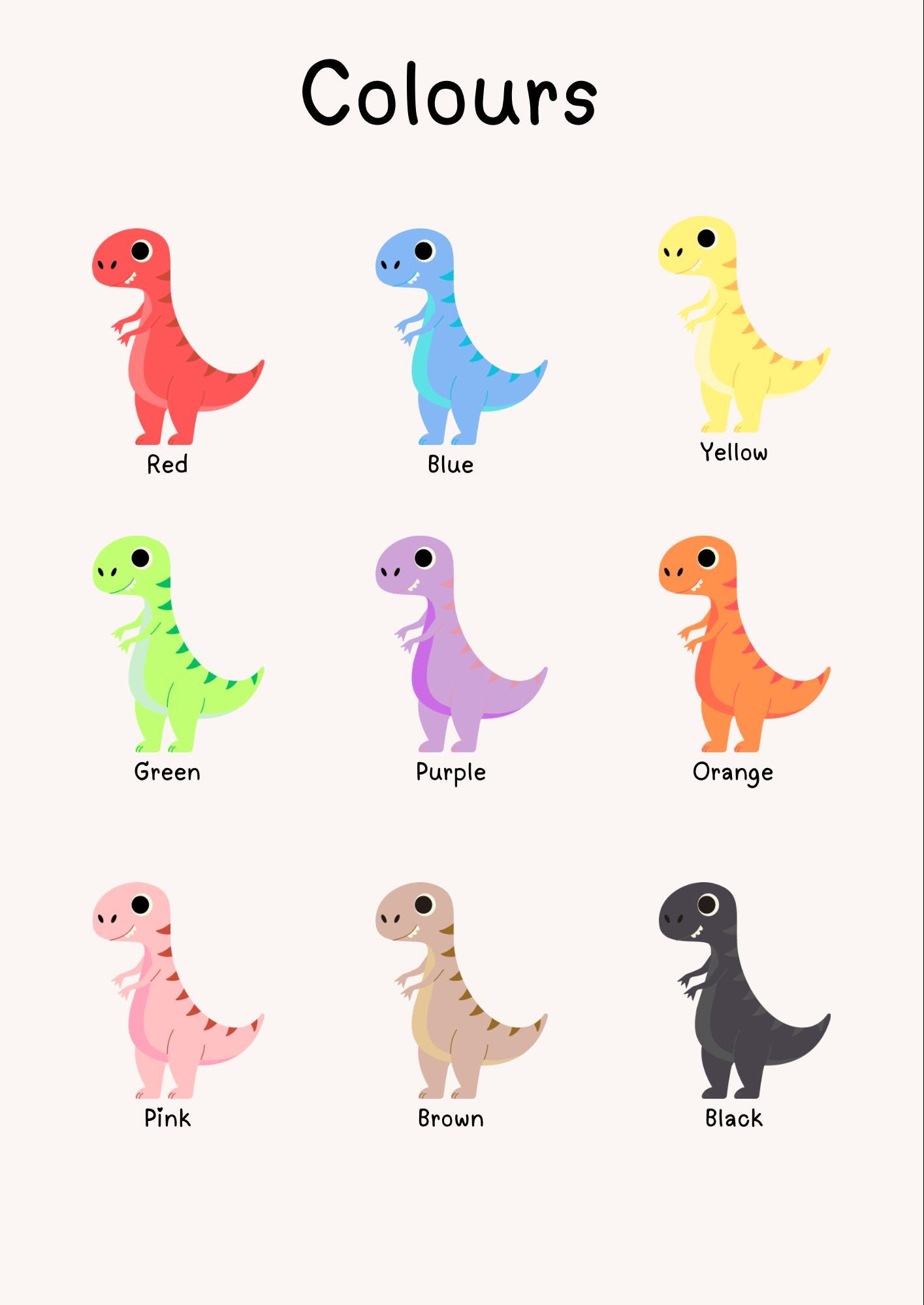 Dinosaur Blue Color Code Learning Posters: Dinosaur Colours - Etsy