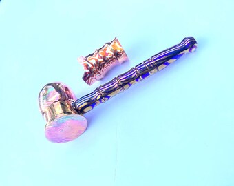 Mokume-ganepijp- en sigarenstandaardset – Timascus mondstuk luxe handgemaakt