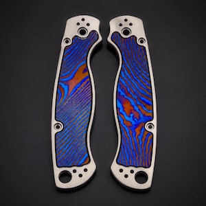 Spyderco Paramilitary 2 Titanium Scales with Timascus Inlays | PM2 Custom Knife Scales Upgrade