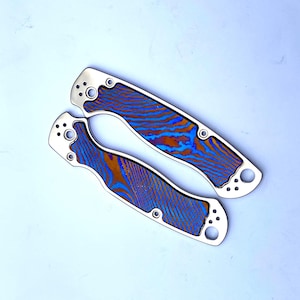 Spyderco Paramilitary 2 Titanium Scales with Timascus Inlays | PM2 Custom Knife Scales Upgrade