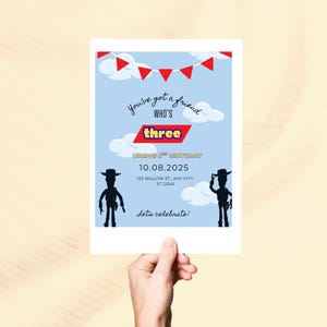You&#39;ve Got a Friend Who&#39;s Three/Digital Invitation Birthday Invitation/ Toy Story Invitation
