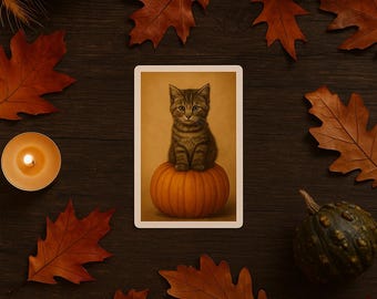Cat on Pumpkin Sticker – Halloween Fall Vinyl Decal