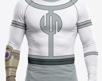Camiseta de manga larga blanca para hombre Anime Ape, estilo guantelete cyberpunk, ideal para cosplay.