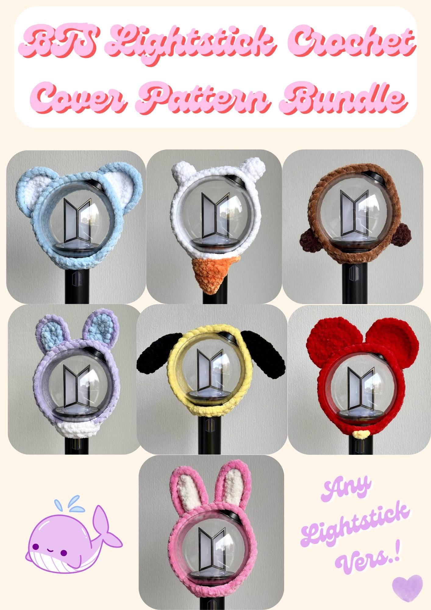 PDF Pattern ENG BTS Lightstick Armybomb Any Version BT21 Crochet Cover ...