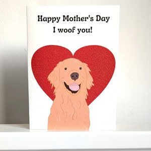 Carte de fête des mères Golden Retriever. Personnalisé pour chien maman.