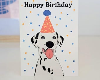Personalized Dalmatian Dog Birthday Card: Watercolor Paper
