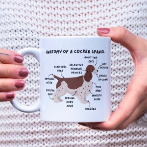 Cocker spaniel Mug. Anatomy of a cocker spaniel. 10oz ceramic mug.  Cute, funny, cocker spaniel Mug. Gift for dog lover. Christmas gift
