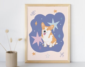 Corgi Dog Print: Whimsical Nursery Wall Art (Digital Download)