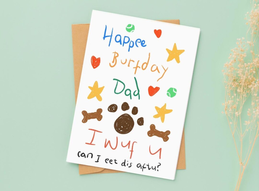 Dog Dad Mum Birthday Card. Funny Birthday Card From the Dog ...