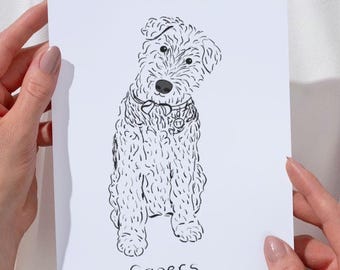 Custom Pet Portrait: Line Art Drawing from Photo (Digital or Print)
