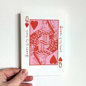 Carte d'amour Reine de mon coeur. Carte de voeux illustrée. Anniversaire, anniversaire, femme, petite amie, galentine