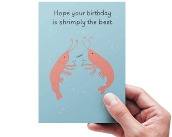 Funny Shrimp Birthday Card: Illustrated Prawn Joke, Sealife Lover