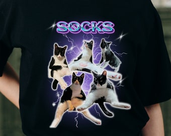Custom Cat T-Shirt: Retro Bootleg Design, Personalized Pet Gift
