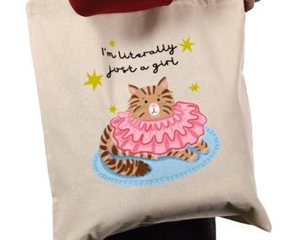 Literally just a girl cat tote shopper. gift for her