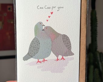 Pigeon Valentine Card | Illustrated Anniversary Card