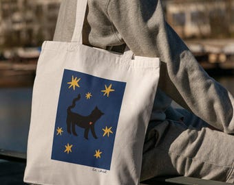 Picasso Style Dog/Cat Tote Bag: Reusable Cotton Shopper