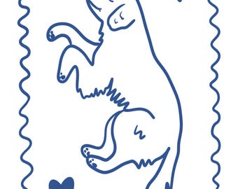 Sleeping retriever blue and white digital print download