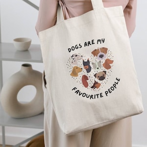 Cotton canvas tote shopper with dog print
