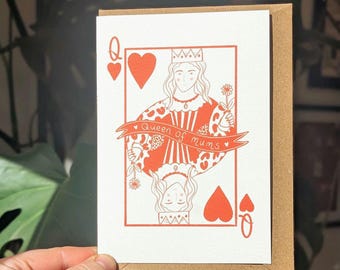 Queen of Mums Card: Illustrated Mother's Day Card