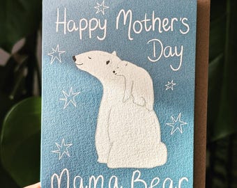 Happy mother's day mama bear: Illustrated polar bear mum and cub