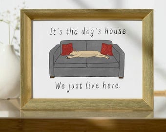 Personalised Dog or Cat on the Sofa Illustration, custom any breed