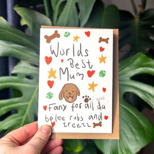 La meilleure maman chien du monde - Carte de fête des mères. Carte d'anniversaire illustrée pour maman chien.