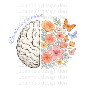 Floral Brain Illustration Art Print: Mental Health Decor (Digital Download)