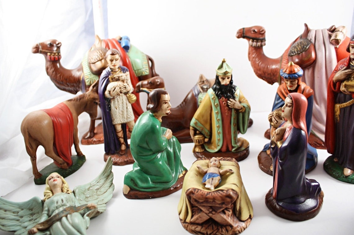 Vintage Nativity Set Large Holland Ceramic Hand Painted Made Etsy