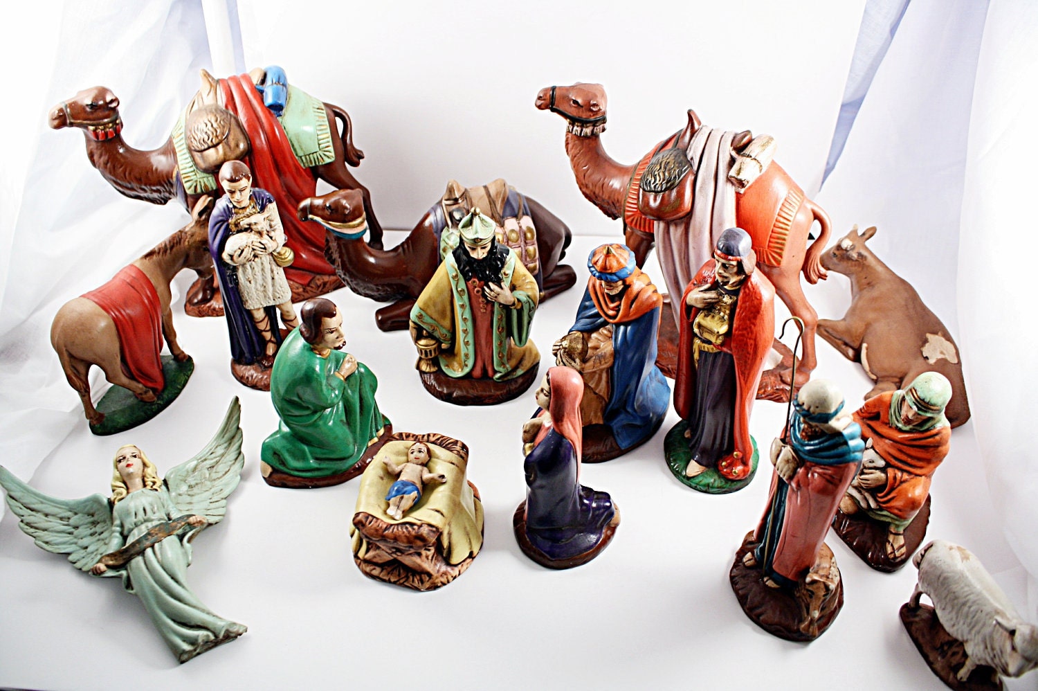 Vintage Nativity Set Large Holland Ceramic Hand Painted Made