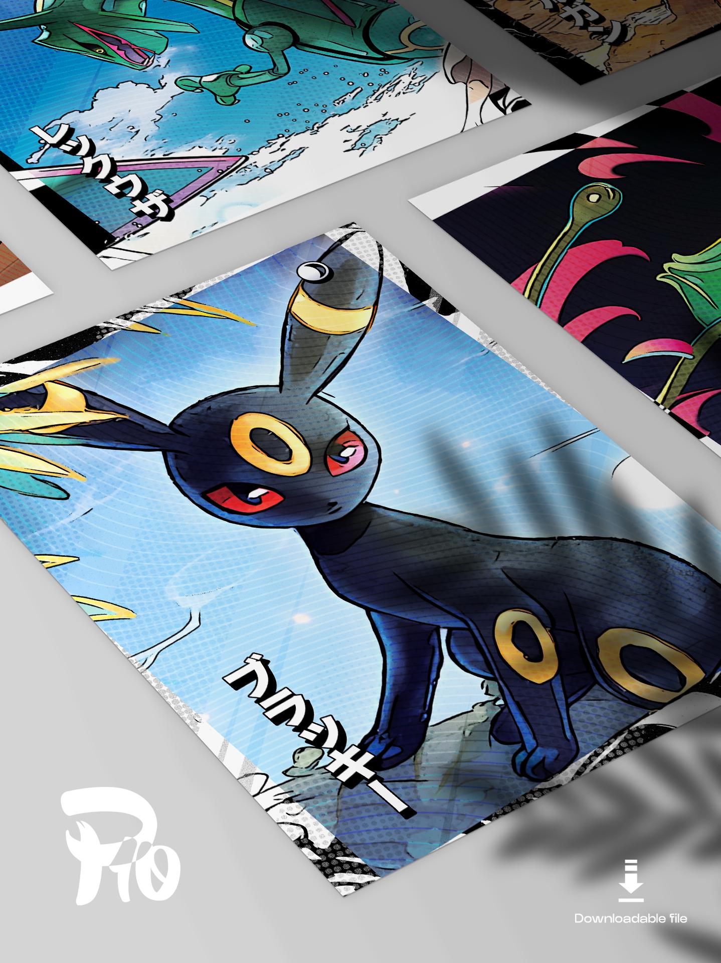 ブラッキー ポスター | ポケモンアニメ高品質ポスター | 印刷可能な