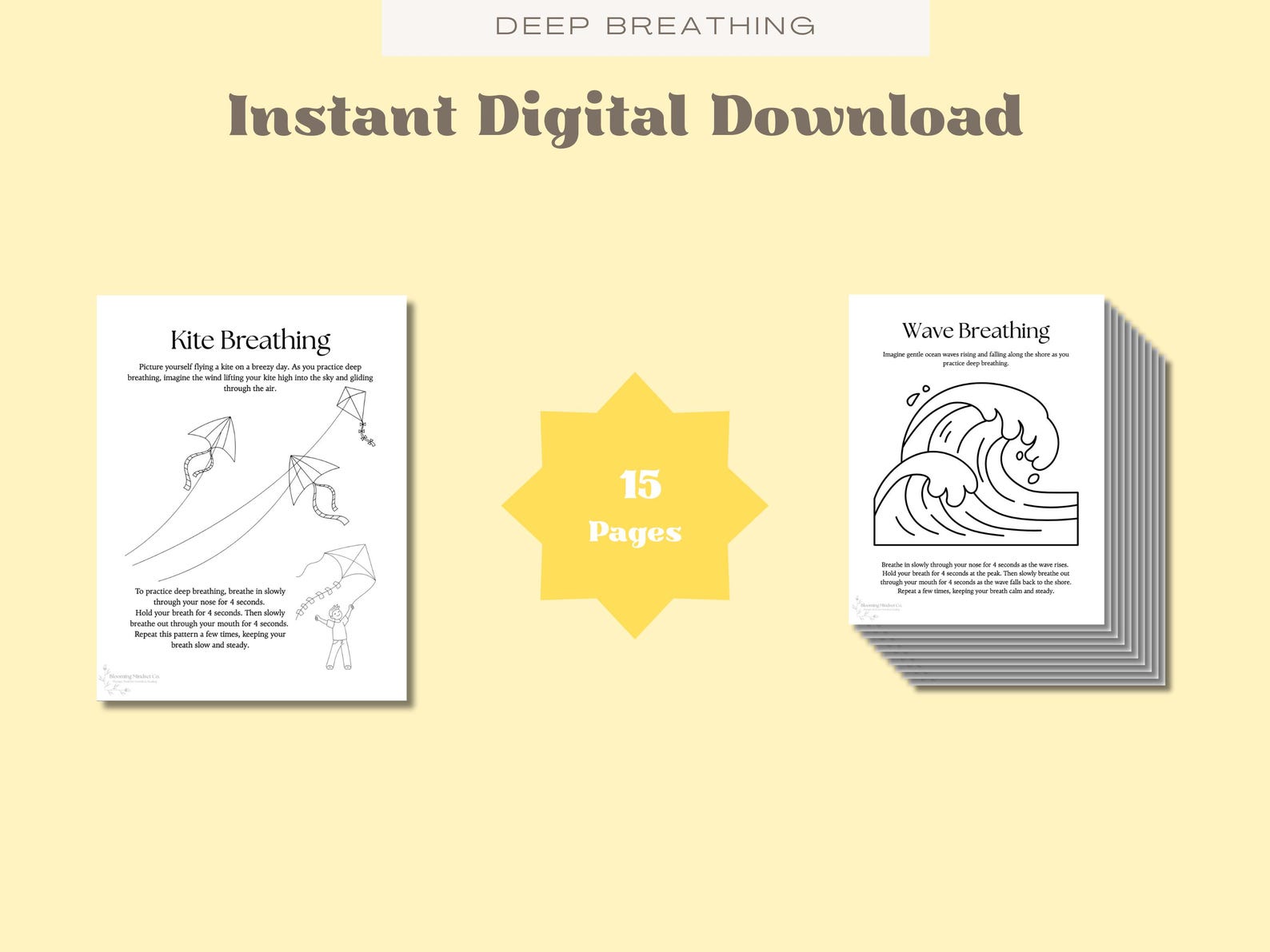 Deep Breathing Skills Therapy Worksheets Mindfulness Coping Skills ...