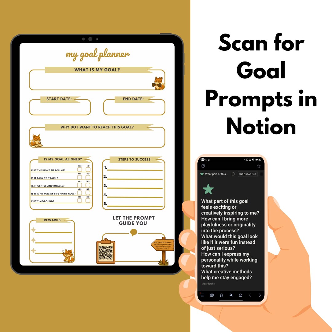 Goal Planner Digital PDF | Printable & Tablet Goal Setting Template ...