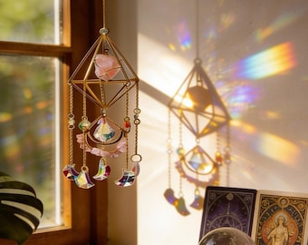 High-Vibration Raw Crystal Suncatcher – Instant Energy Clearing & Rainbow Activation, Elevates Vibration, Manifests Love and Abundance