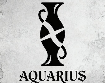 Aquarius Lucky Rune Digital Download, Zodiac Freedom Charm, Water Bearer Inspiration Sigil, Wicca Talisman