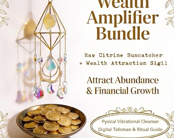 Raw Citrine Crystal Suncatcher – Solar Abundance Rainbow Maker, Wealth Attraction Sigil