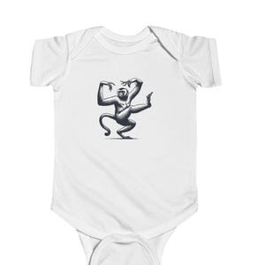 Infant Bodysuit, Dancing Monkey Design, Cute Baby Outfit, Animal Print Baby Clothes, Funny Baby Gift, Baby Shower Present
